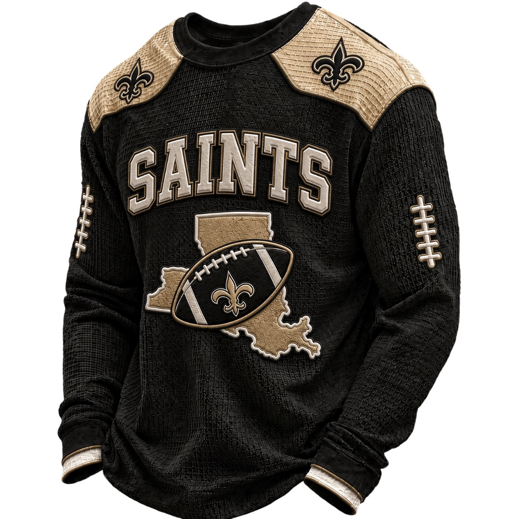 New Orleans Saints Waffle Knit Long-Sleeve Sweatshirt