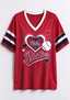 Women Philadelphia Phillies Heart Baseball Graphic V-Neck T-Shirt