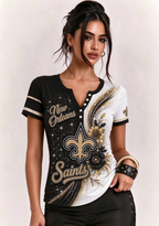 Women New Orleans Saints Floral Henley T-Shirt