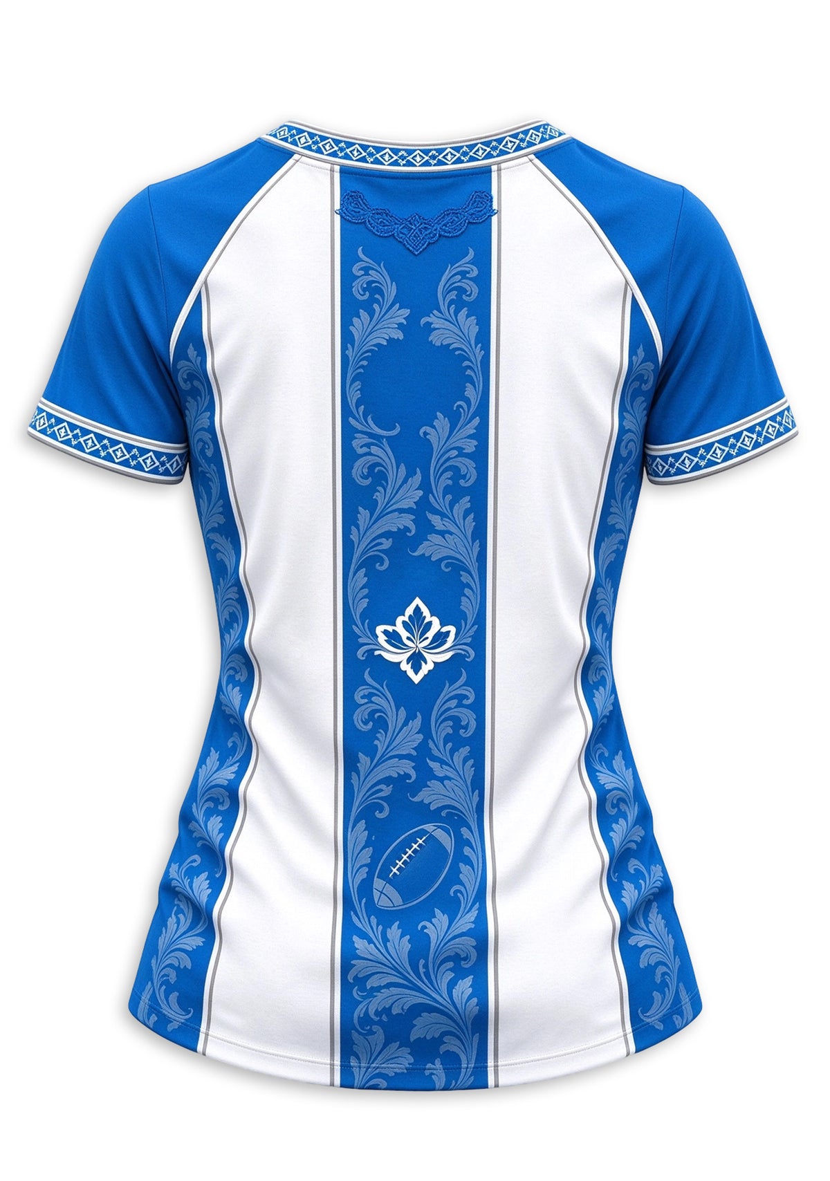 Women's Detroit Lions Floral Baroque Striped V-Neck T-Shirt