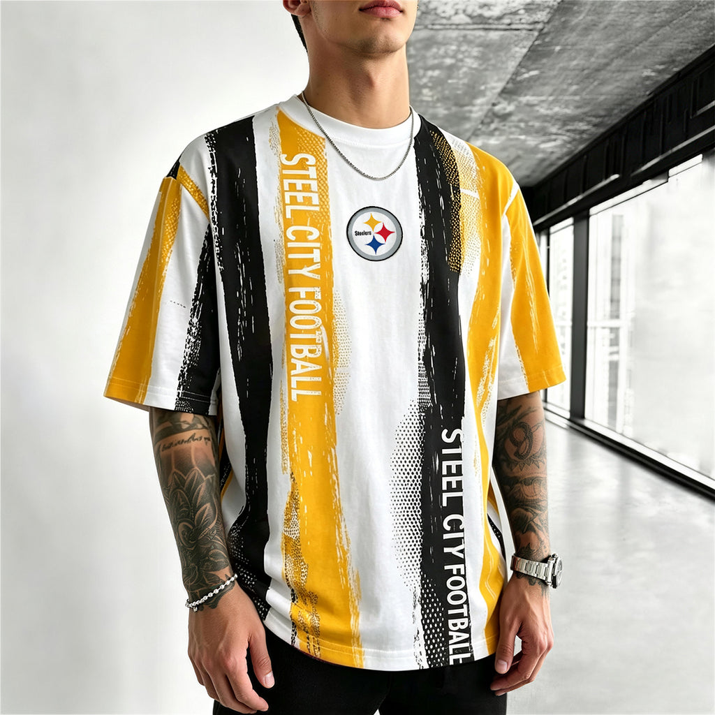 Pittsburgh Steelers Steel City Striped Printed T-Shirt