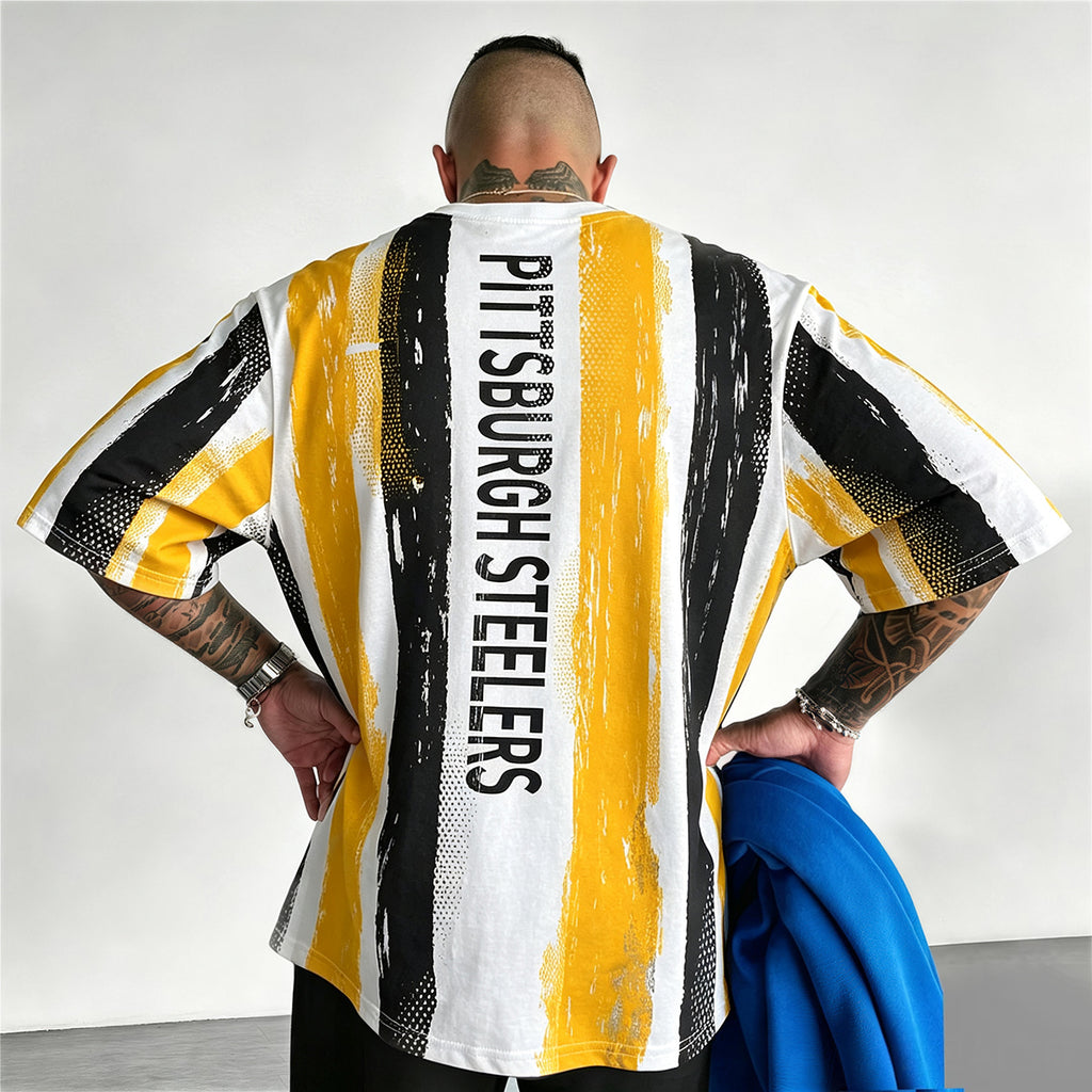 Pittsburgh Steelers Steel City Striped Printed T-Shirt