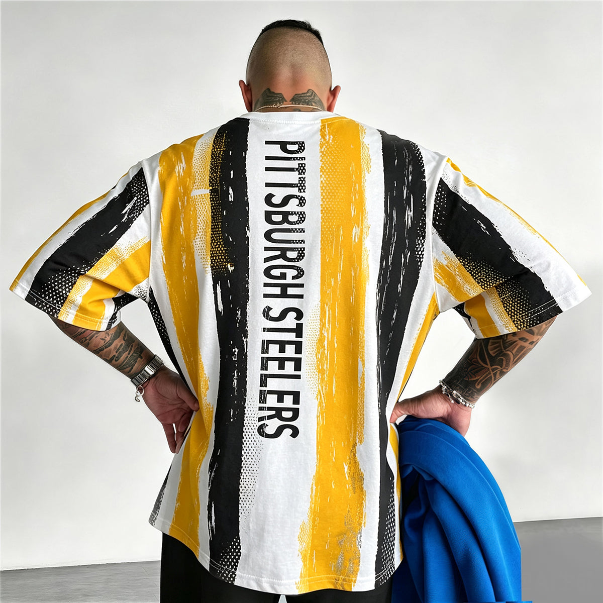 Pittsburgh Steelers Steel City Striped Printed T-Shirt