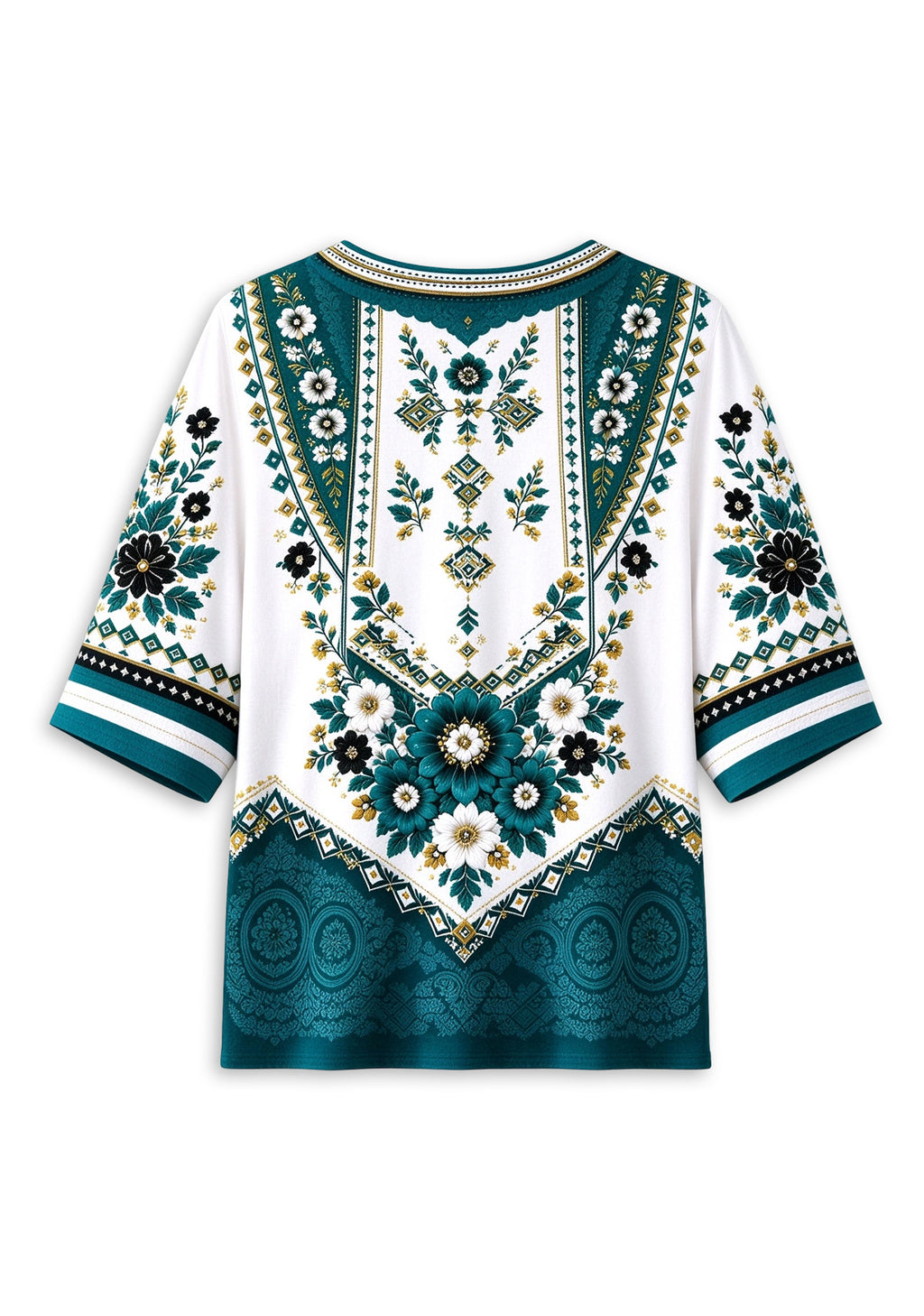 Women’s Jacksonville Jaguars Boho Floral V-Neck 3/4 Sleeve Shirt