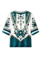 Women’s Jacksonville Jaguars Boho Floral V-Neck 3/4 Sleeve Shirt