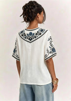 Boho Floral Carolina Panthers V-Neck Blouse