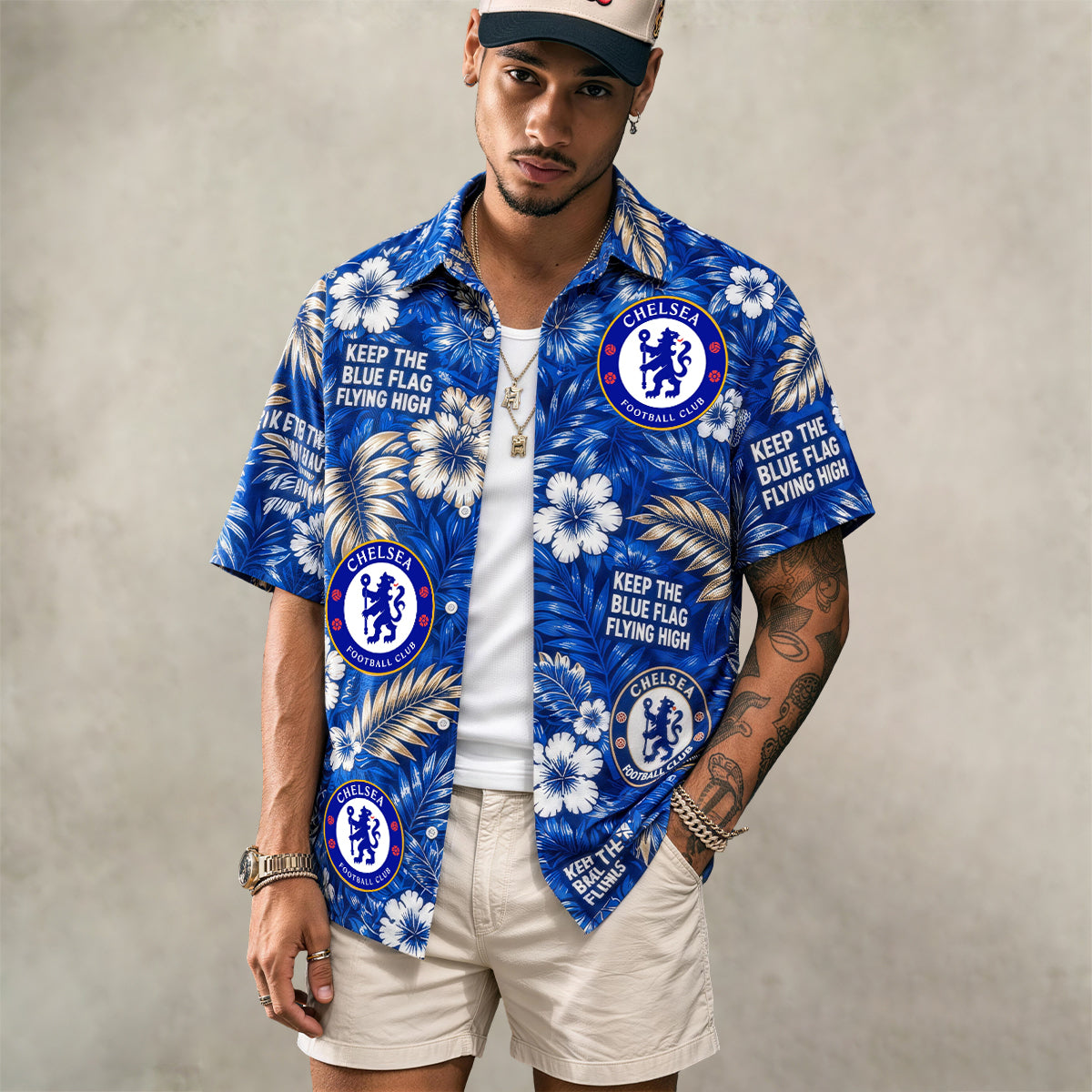 Chelsea FC Tropical Floral Hawaiian Shirt For Fan Main image