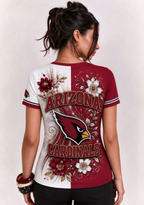 Women Arizona Cardinals Floral Henley T-Shirt