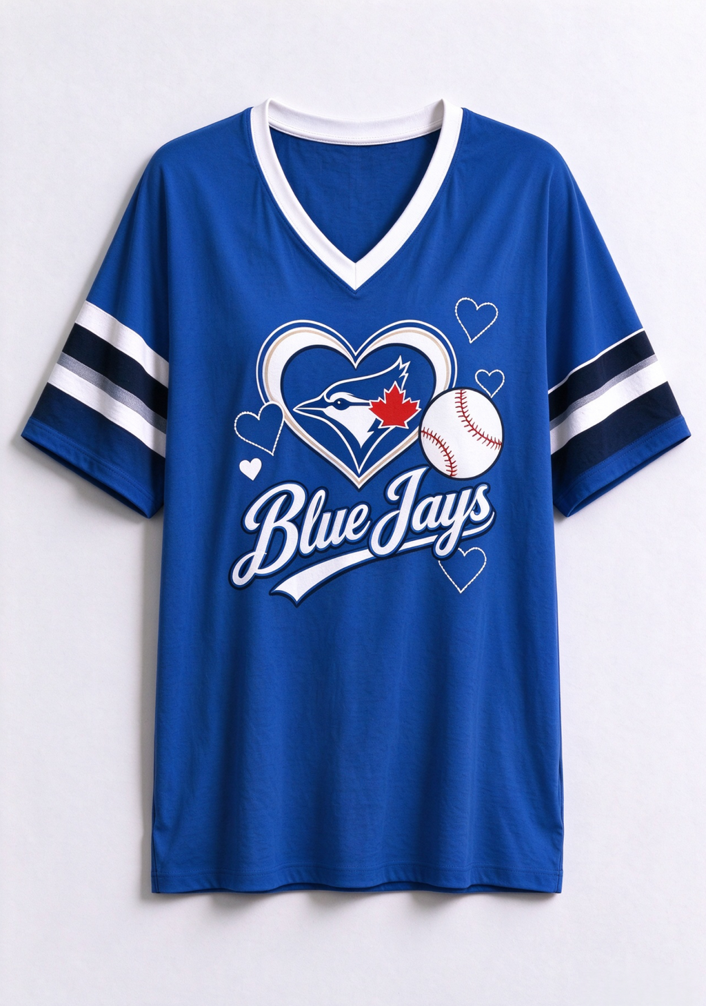 Women Toronto Blue Jays Heart Baseball Graphic V-Neck T-Shirt