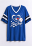 Women Toronto Blue Jays Heart Baseball Graphic V-Neck T-Shirt