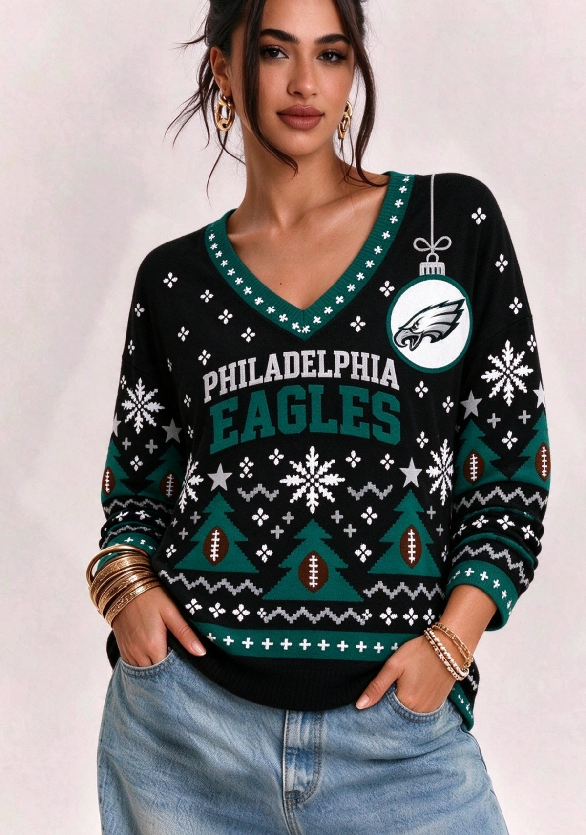 Women’s Philadelphia Eagles Ugly NFL Christmas Sweatshirt
