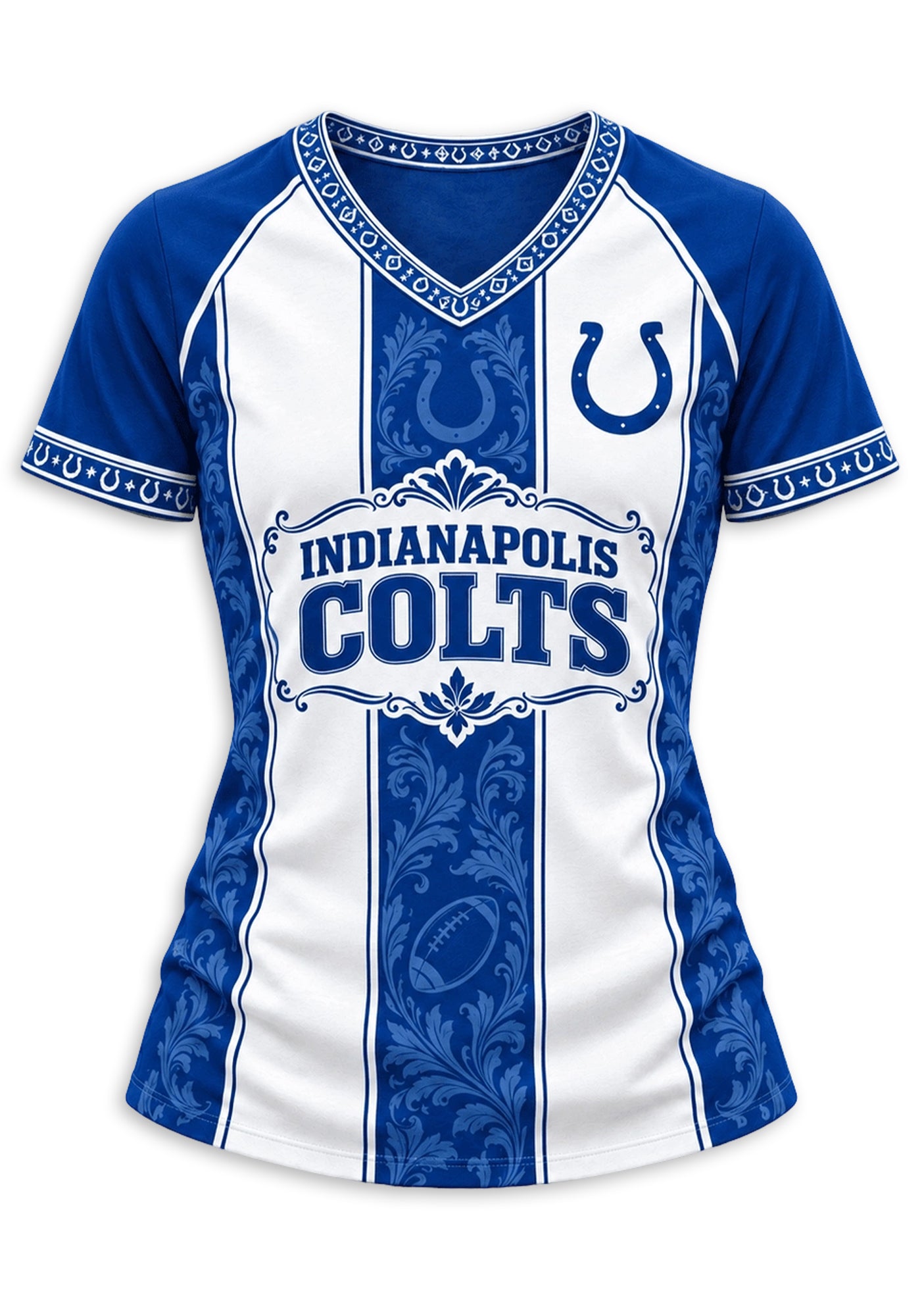 Women's Indianapolis Colts Floral Baroque Striped V-Neck T-Shirt Secondary image