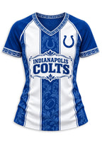 Women's Indianapolis Colts Floral Baroque Striped V-Neck T-Shirt
