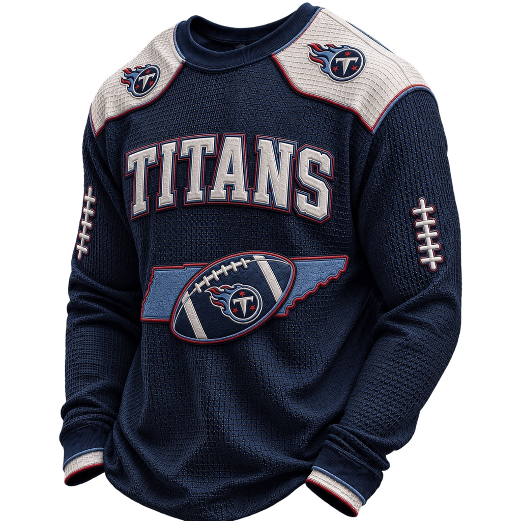 Tennessee Titans Waffle Knit Long-Sleeve Sweatshirt