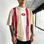 San Francisco 49ers Faithful To The Bay Vertical Paint Stripes Printed T-Shirt