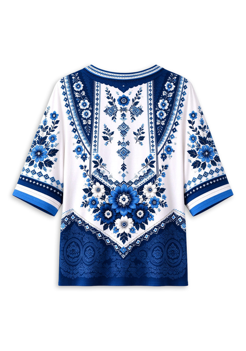 Women’s Tennessee Titans Boho Floral V-Neck 3/4 Sleeve Shirt