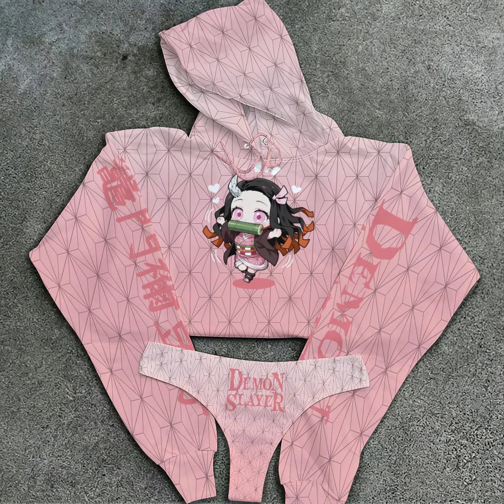 "Demon Slayer" Women's Hooded Thicken Suit Set