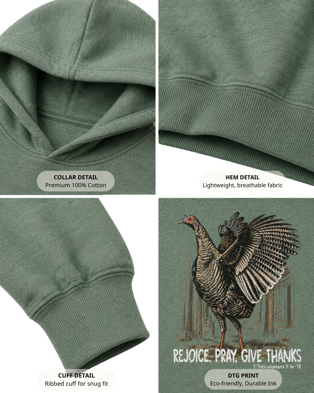 Rejoice, Pray, Give Thanks Hoodie Secondary image