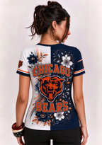 Women Chicago Bears Floral Henley T-Shirt