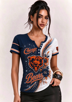 Women Chicago Bears Floral Henley T-Shirt