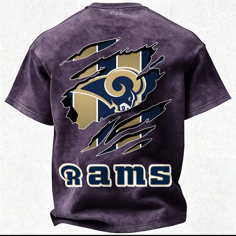 Los Angeles Rams Printed Unisex 100% Pure Cotton Washed T-Shirt