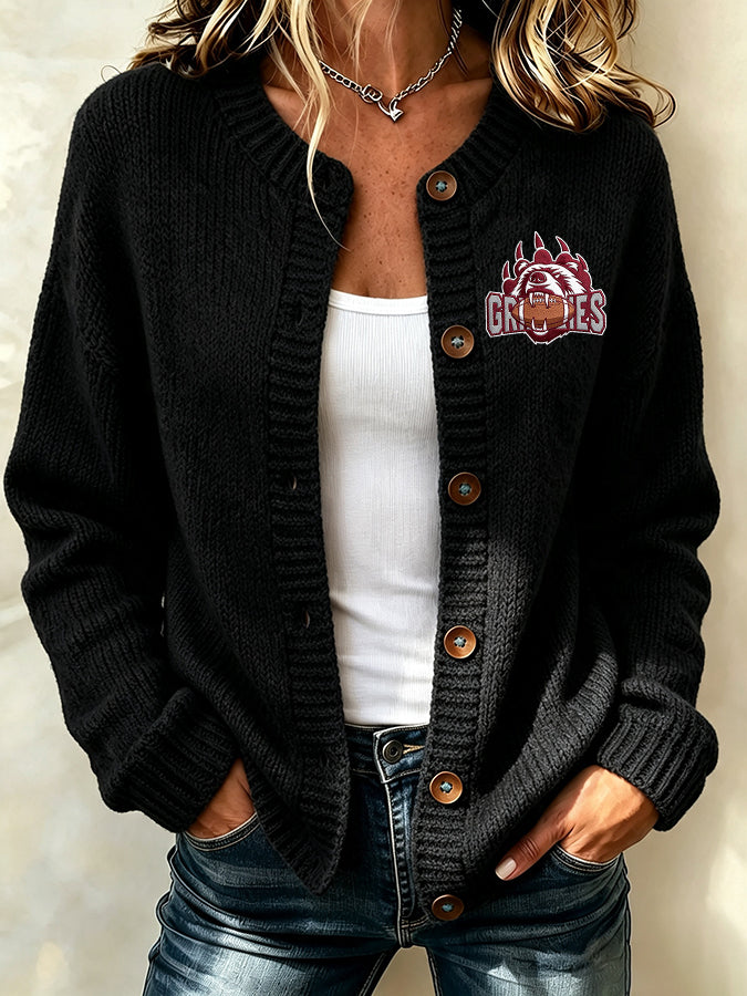Women's Football Fans Printed Knitted Cardigan Top Secondary image