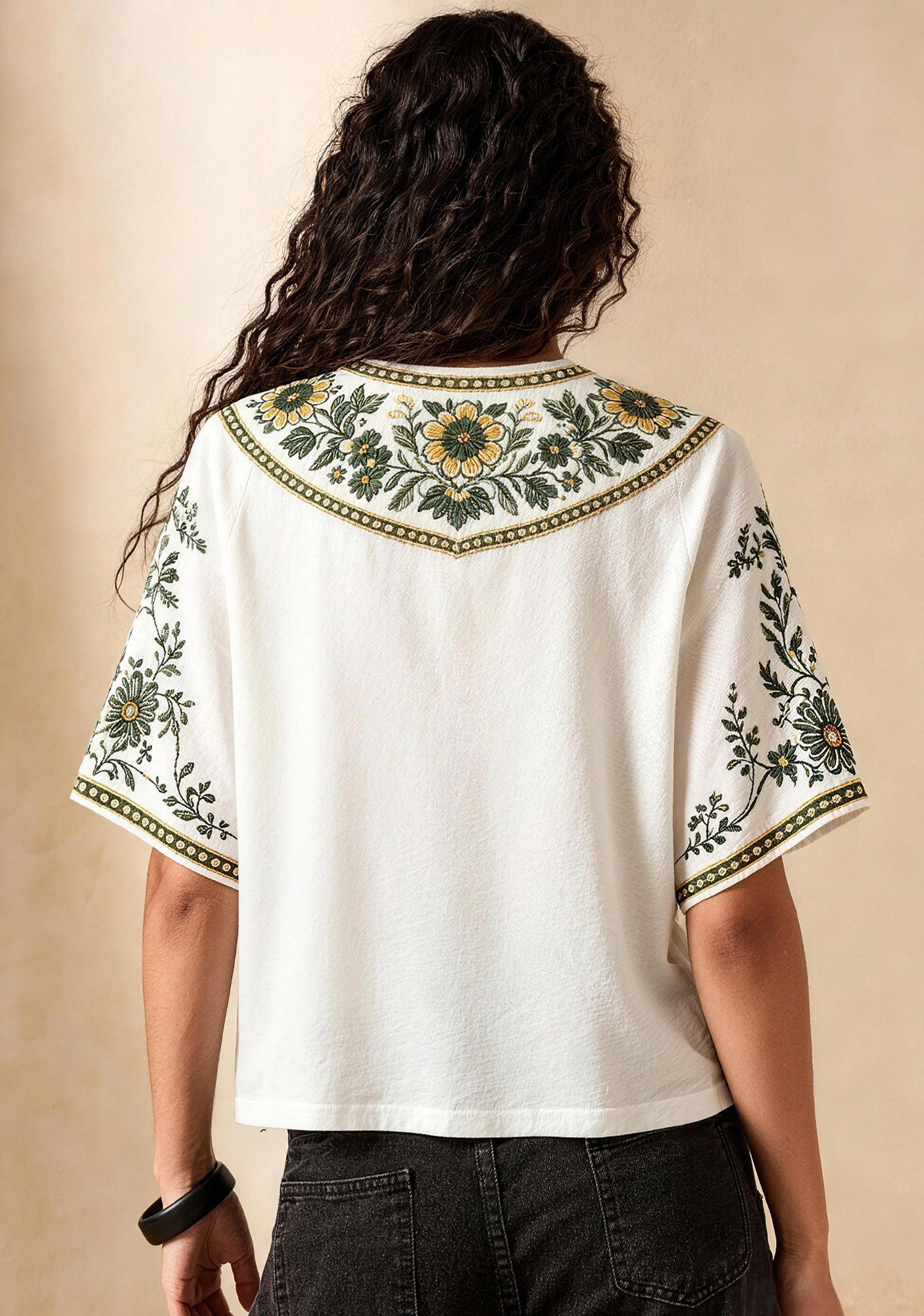 Boho Floral Green Bay Packers V-Neck Blouse