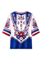 Women’s Buffalo Bills Boho Floral V-Neck 3/4 Sleeve Shirt