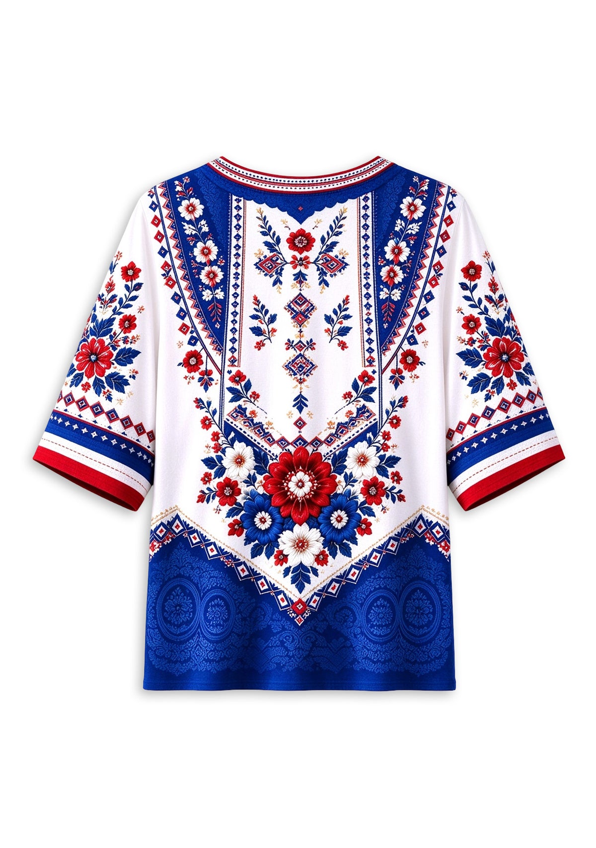 Women’s Buffalo Bills Boho Floral V-Neck 3/4 Sleeve Shirt