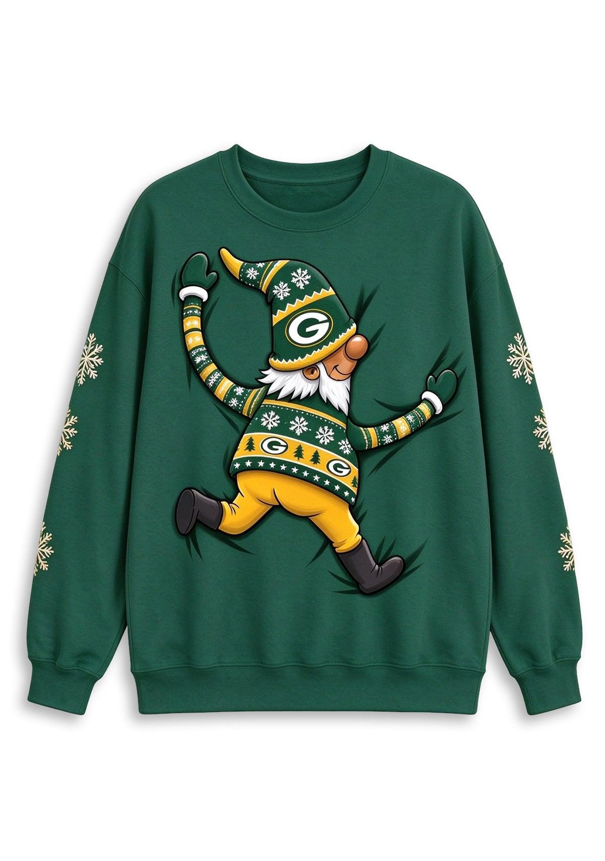 Women's Green Bay Packers Christmas Gnome Crewneck Sweatshirt