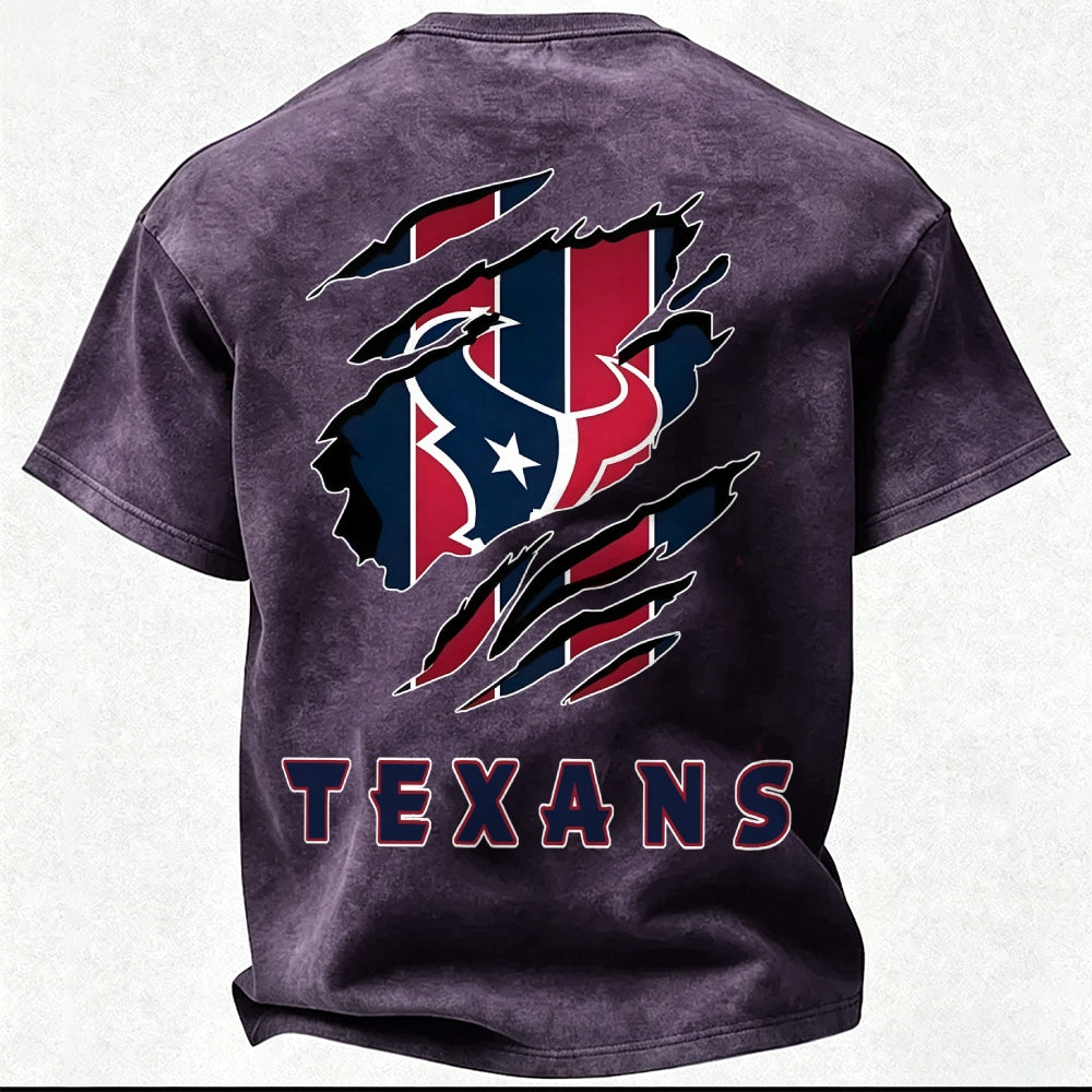 Houston Texans Printed Unisex 100% Pure Cotton Washed T-Shirt