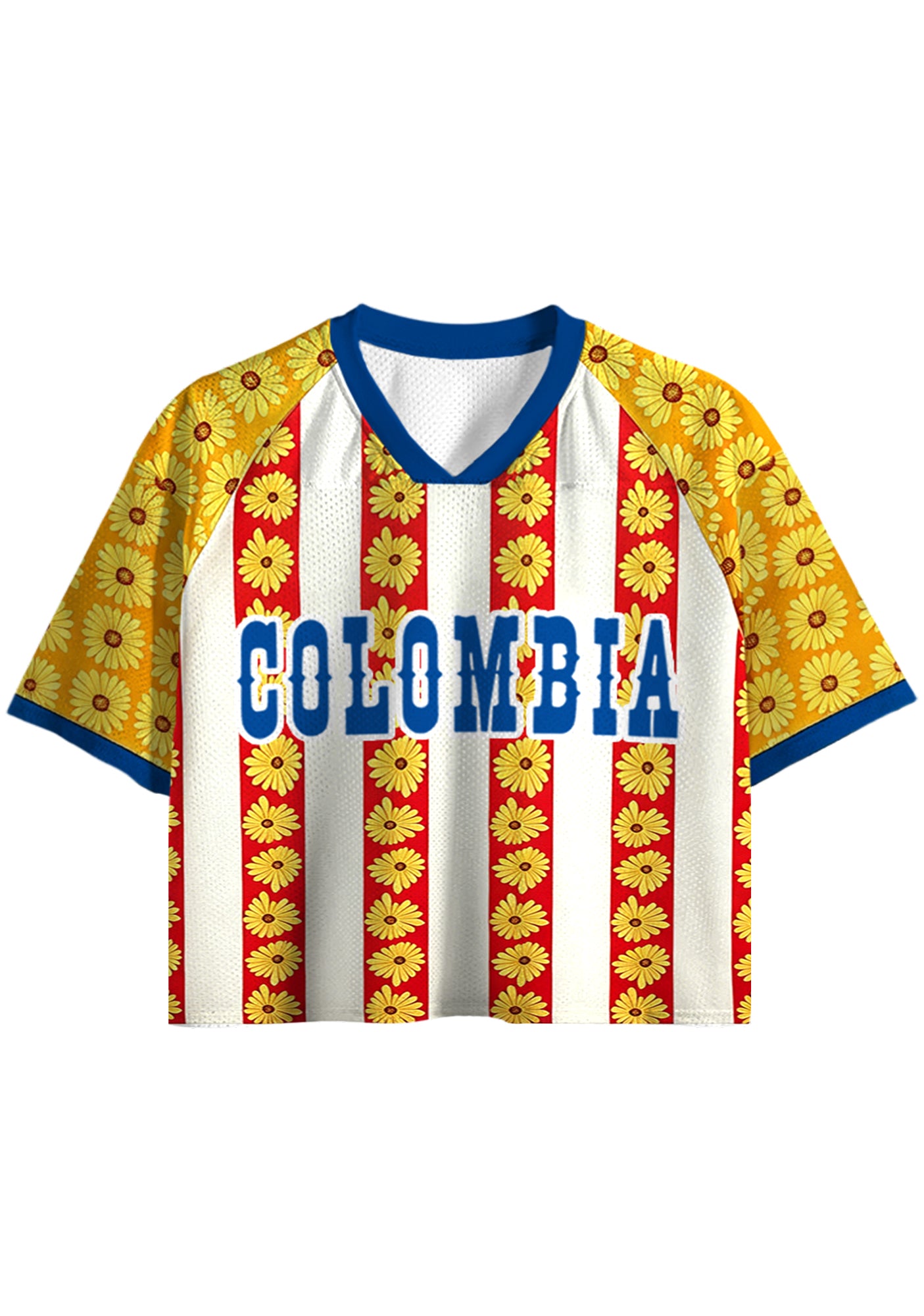 Colombia Sunflower Stripe Retro Cropped Mesh Jersey Shirt Secondary image