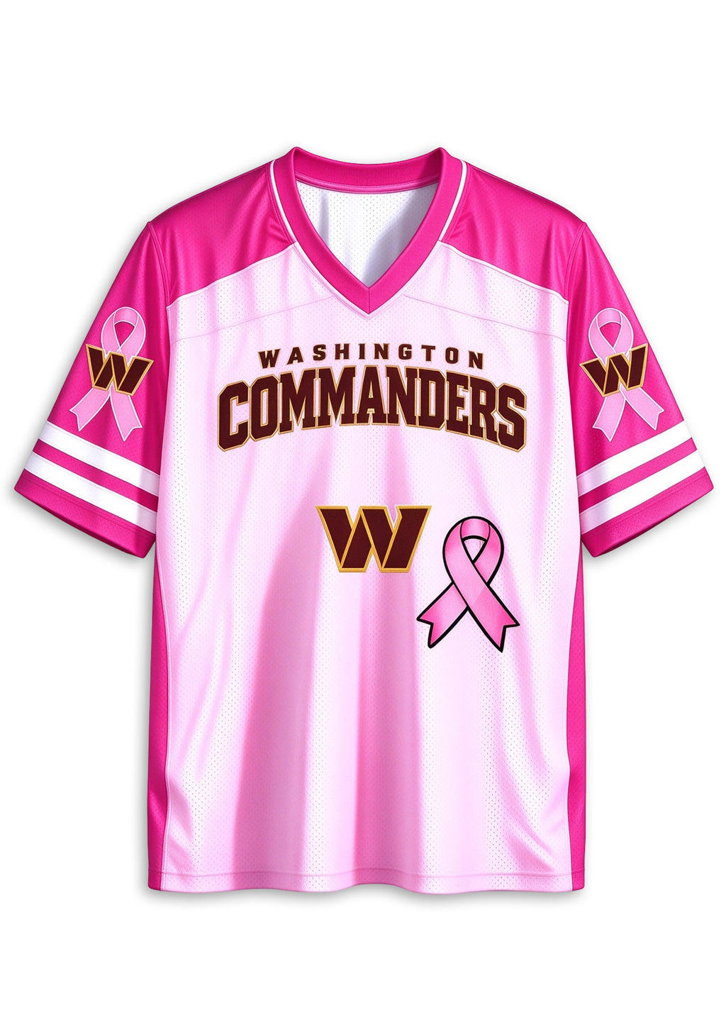Women Washington Commanders Breast Cancer Awareness Pink Ribbon Mesh Jersey