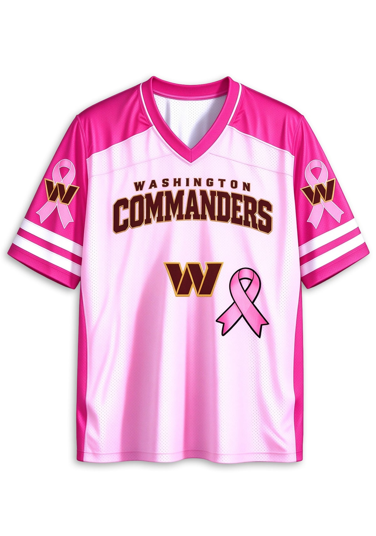 Women Washington Commanders Breast Cancer Awareness Pink Ribbon Mesh Jersey