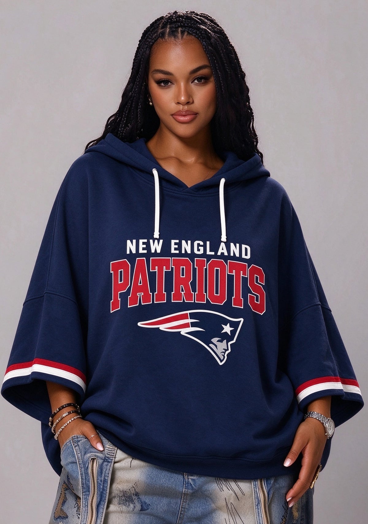 Women’s New England Patriots 3/4 Dolman Sleeve Hoodie Main image