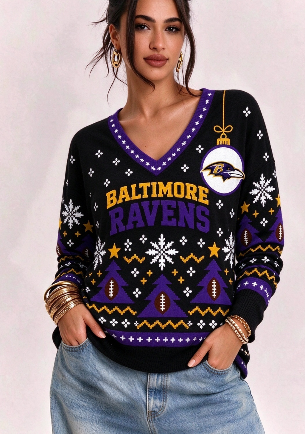 Women’s Baltimore Ravens Ugly NFL Christmas Sweatshirt