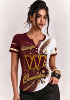 Women Washington Commanders Floral Henley T-Shirt