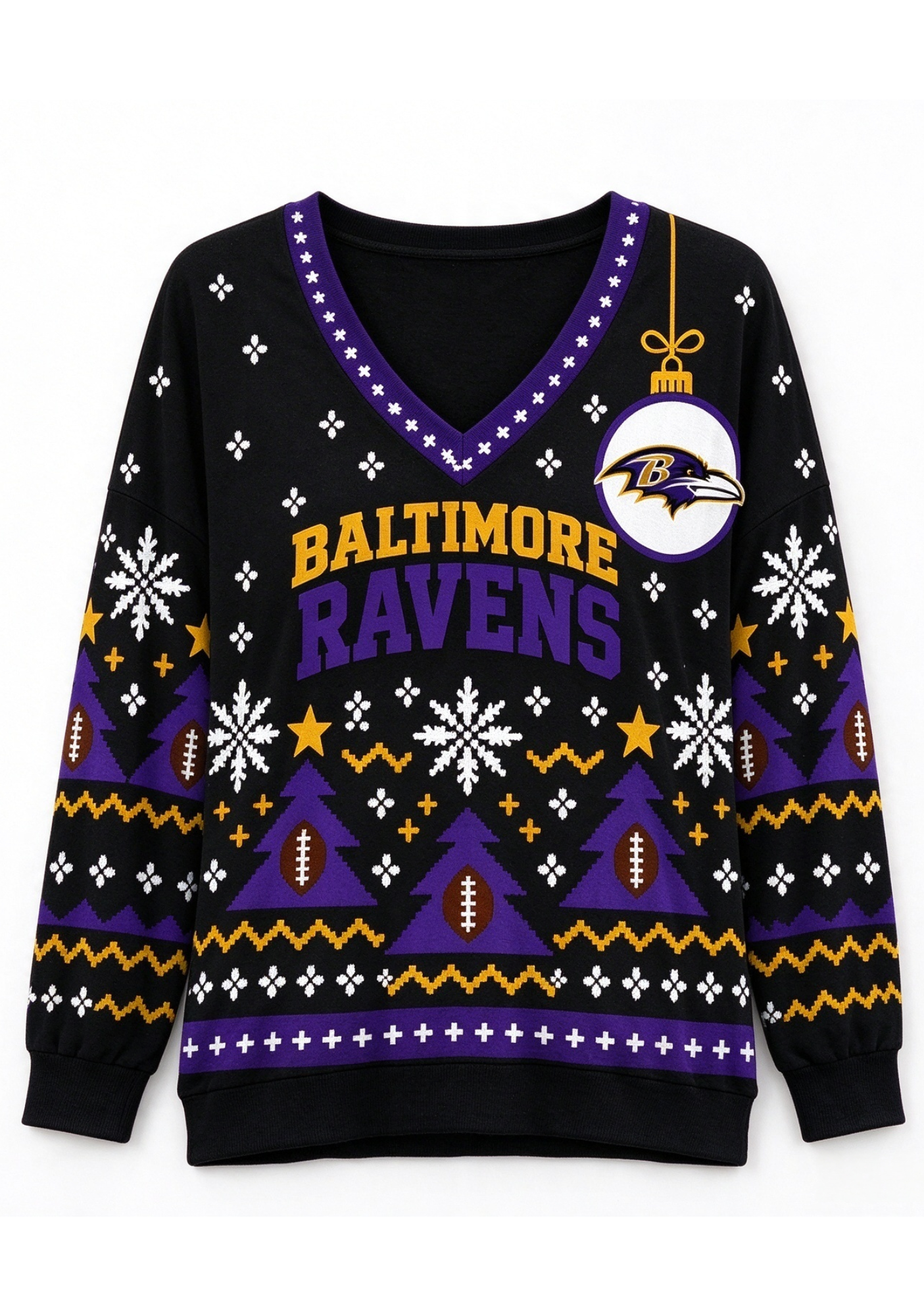 Women’s Baltimore Ravens Ugly NFL Christmas Sweatshirt Secondary image