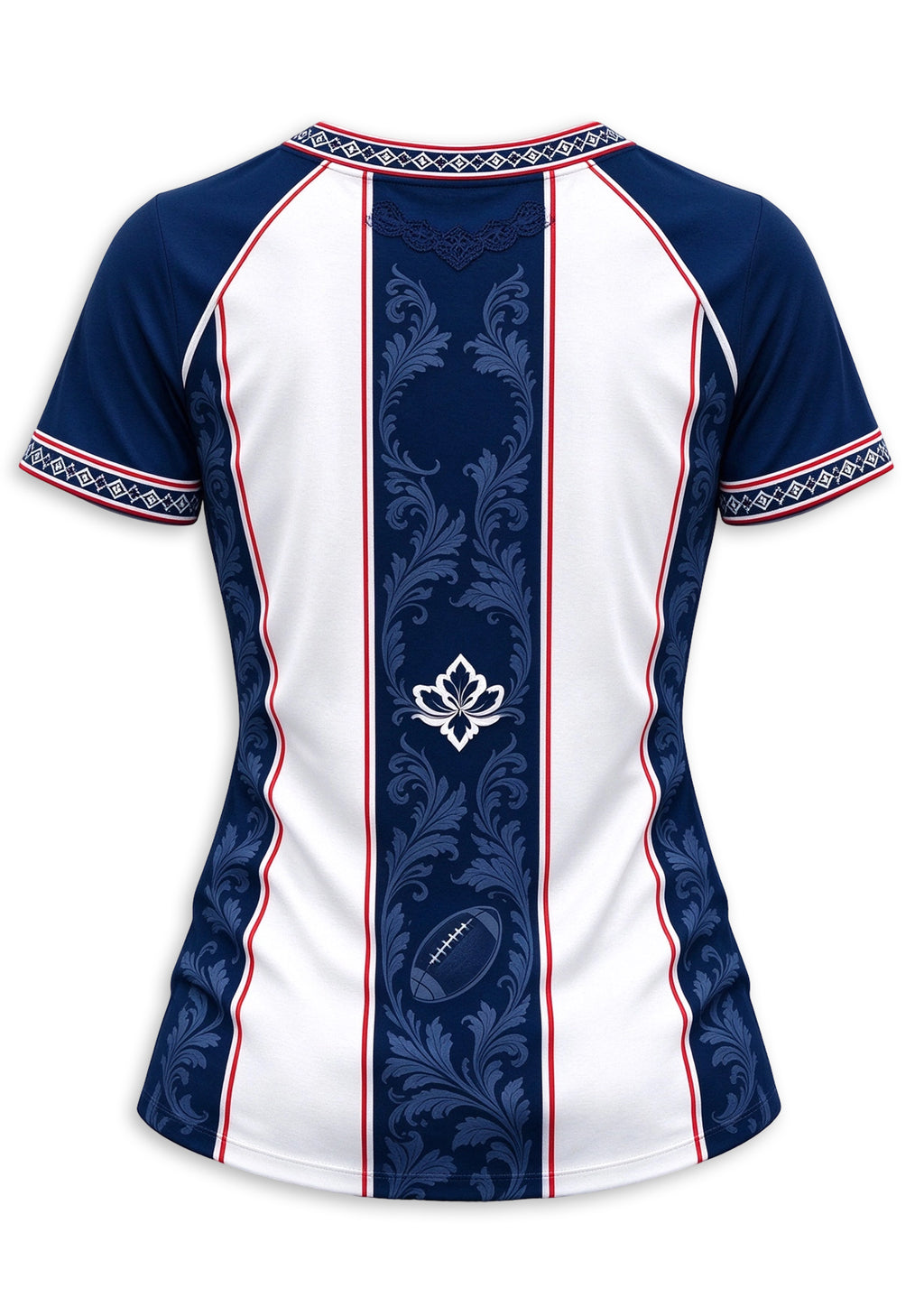 Women's Houston Texans Floral Baroque Striped V-Neck T-Shirt
