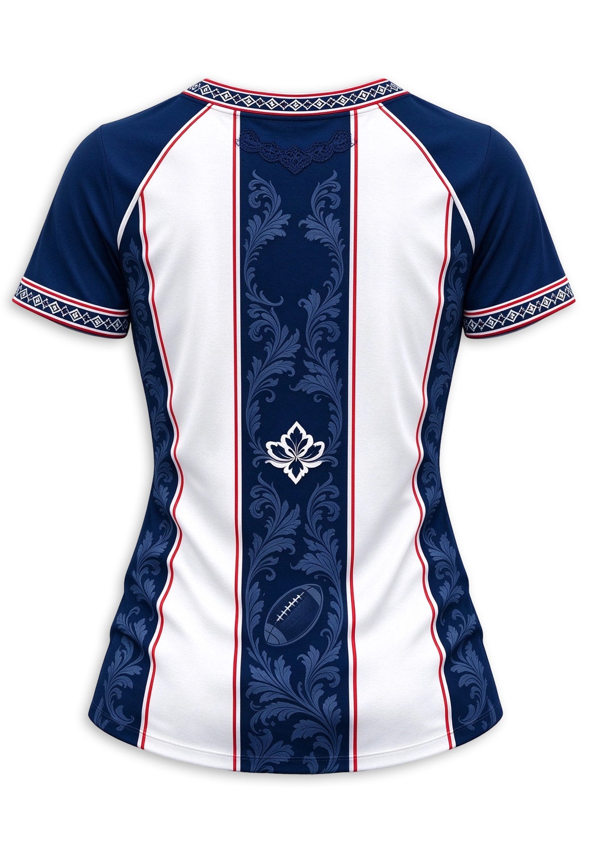 Women's Houston Texans Floral Baroque Striped V-Neck T-Shirt