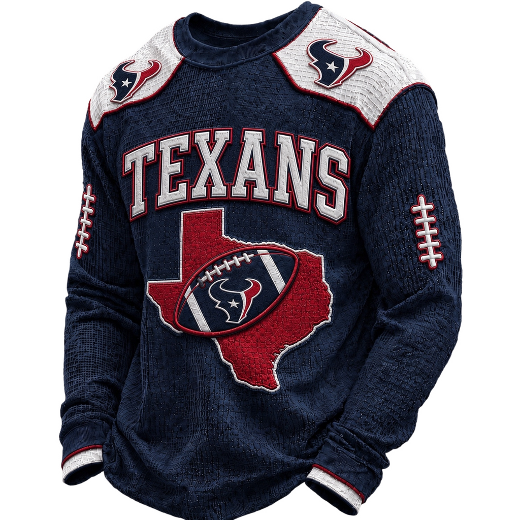 Houston Texans Waffle Knit Long-Sleeve Sweatshirt