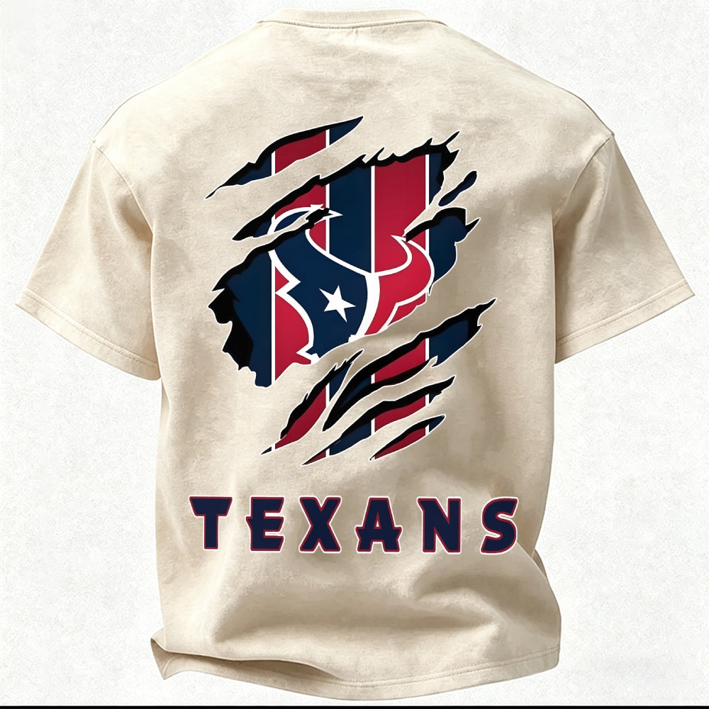 Houston Texans Printed Unisex 100% Pure Cotton Washed T-Shirt