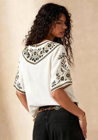 Boho Floral New Orleans Saints V-Neck Blouse