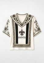 Boho Floral New Orleans Saints V-Neck Blouse