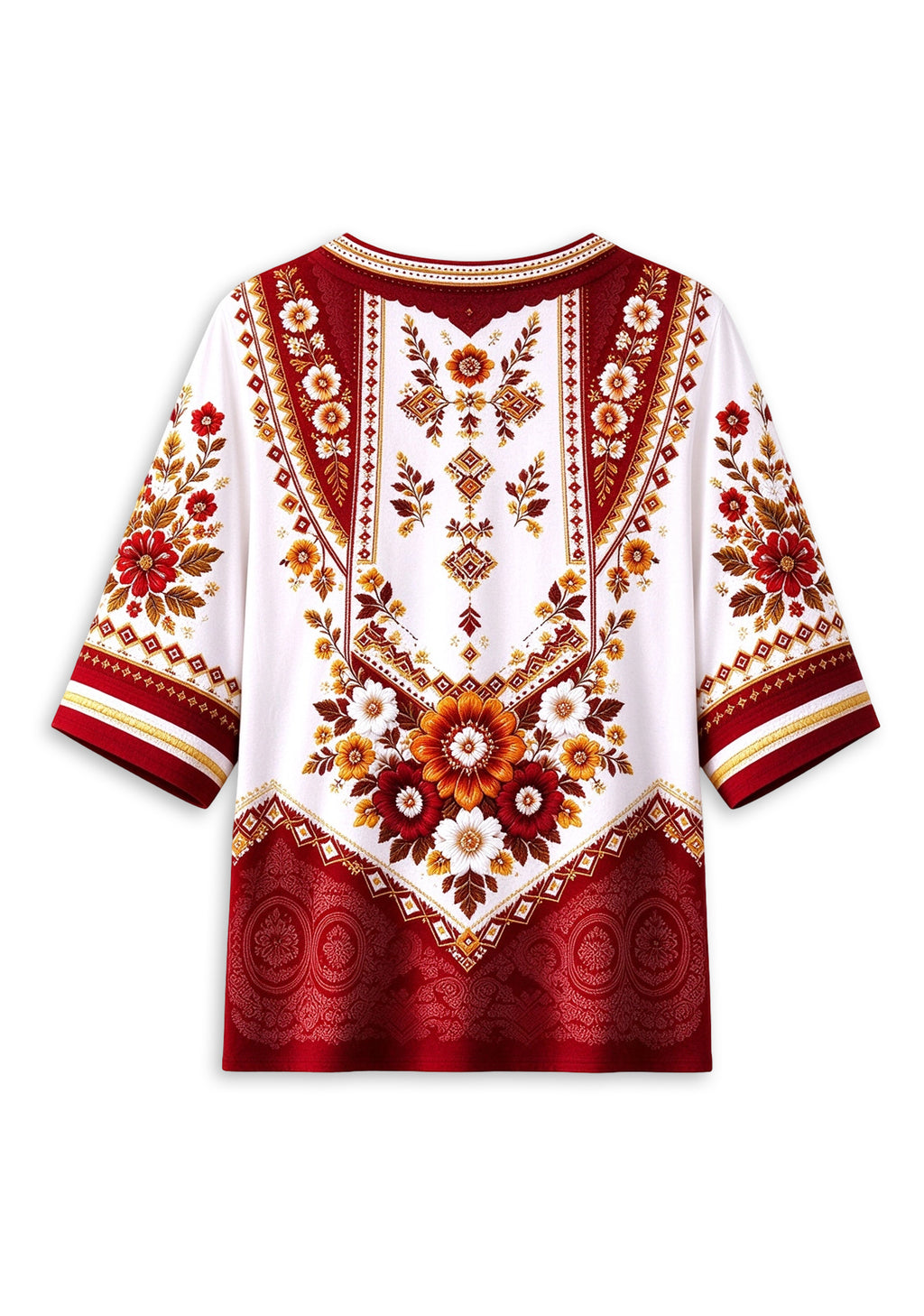 Women’s Kansas City Chiefs Boho Floral V-Neck 3/4 Sleeve Shirt