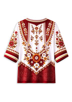 Women’s Kansas City Chiefs Boho Floral V-Neck 3/4 Sleeve Shirt