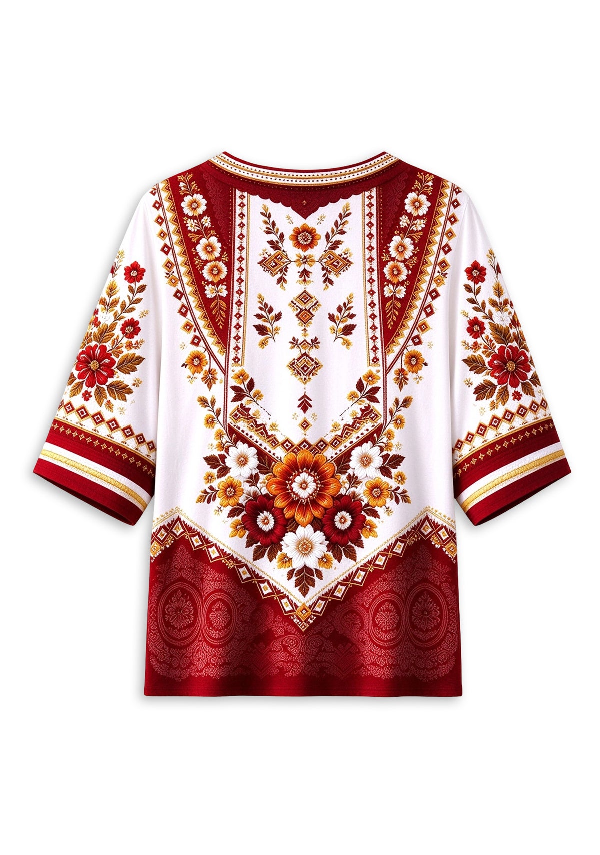Women’s Kansas City Chiefs Boho Floral V-Neck 3/4 Sleeve Shirt