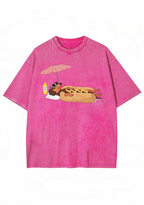 Dachshund Hot Dog Beach Washed Tee