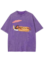 Dachshund Hot Dog Beach Washed Tee