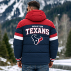 Houston Texans Hooded Color Block Puffer Jacket  Custom Name Gifts For Fan